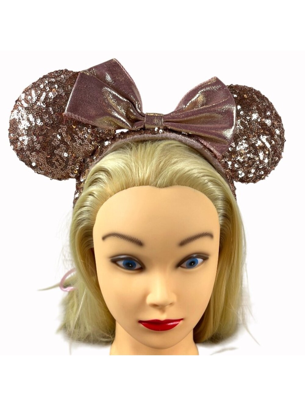 Minnie Mouse Ears Headband Walt Disney Parks Rose Gold Sequins 2017 Original - Picture 2 of 12